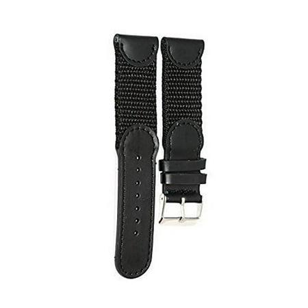 16MM BLACK NYLON LEATHER SPORT WATCH BAND STRAP FITS SWISS ARMY
