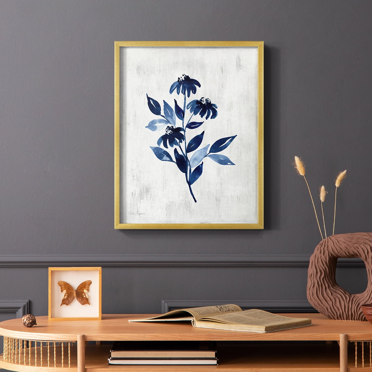 Wild Indigo I Framed Print in Gold Solid Wood 11 x 14 Framed Print