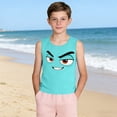 thumbnail image 5 of SGFCWSX Boys Tank Tops Relaxed Fit Print Crew Neck Sleeveless Beach Outdoor Daily Wear Shirts for Kids Green Size 8 Years, 5 of 6