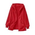 thumbnail image 4 of QIYAGBSA Sherpa Fleece Jackets for Women Hooded Full Zip Fuzzy Plush Long Sleeve Mid Length Coats with Patch Pockets Fall Winter Warm Outerwear, 4 of 9