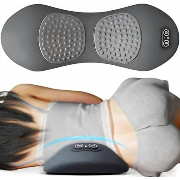 Smooth Spine Triple Fusion Back Massager, 2025 Upgraded 3 in 1 Neck Shoulder Backs Massagers with Traction, Vibration & Heat (Light Gray)