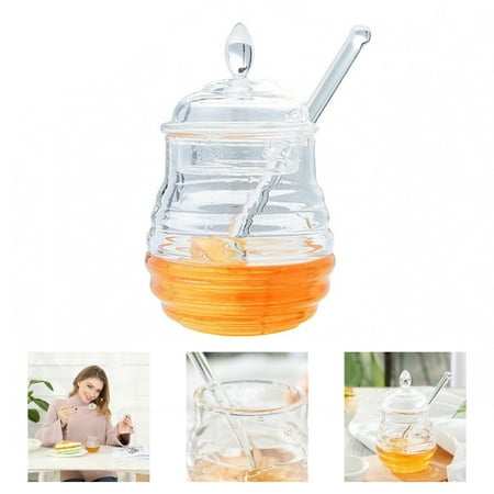 

DTOWER Honey Jar Glass Transparent Practical Honey Storage Tool Set