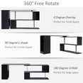 thumbnail image 4 of HomCom 55" 360° Rotating Corner Computer Desk Modern L-Shaped Home Office Workstation with 3-Tier Storage Shelves, Bookshelf, Black, 4 of 8