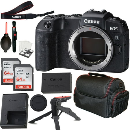 Image of Canon EOS RP Mirrorless Camera (Body Only) + 2pc 64GB Memory Cards + Tripod + Case & More