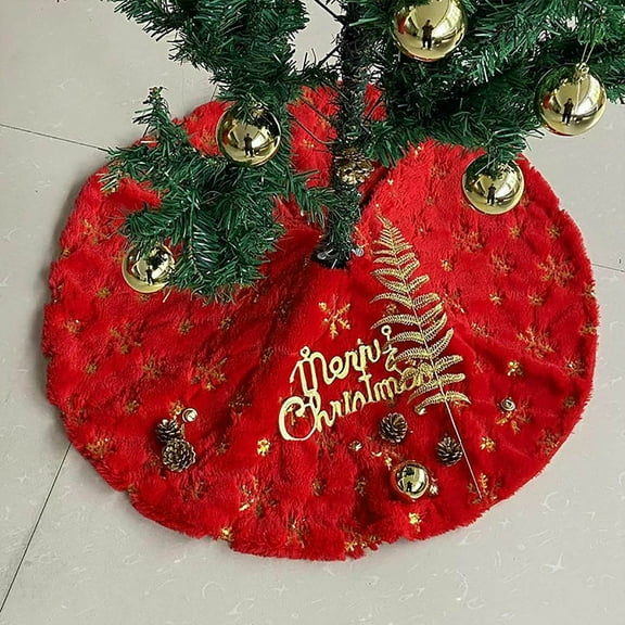 Nkmbld Large Christmas Tree Skirts, Luxury Red Velvet Tree Collar for Party Rustic Xmas Holiday Decorations Home