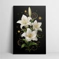 thumbnail image 5 of 1pc Elegant White Lily Flowers with Golden Sparkles and Swirls on Black Background Framed Decor room hanging Wall Picture Decor for Home Gifts, living room, bathroom, bedroom, kitchen wall art decor, 5 of 8