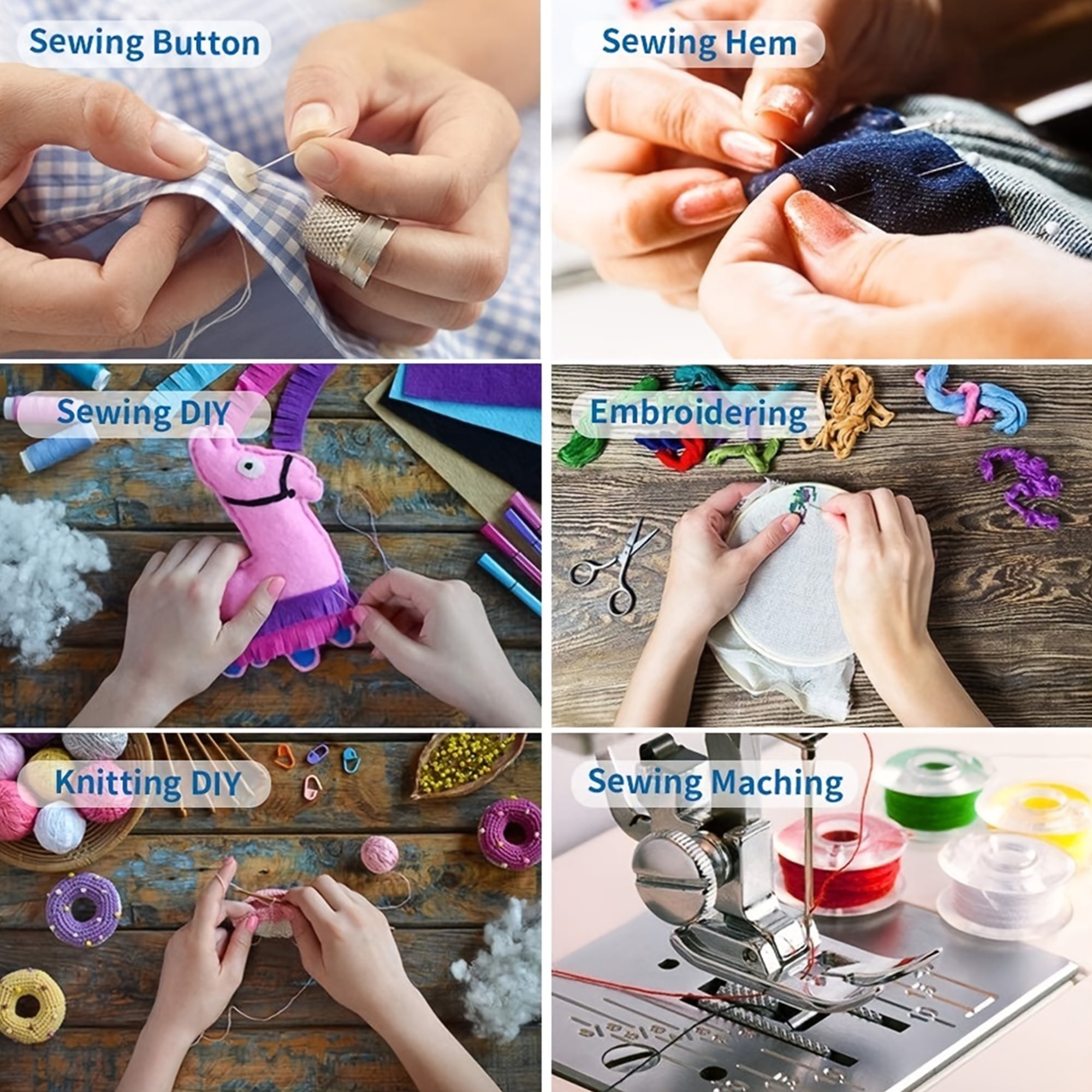 230PCS Sewing Kit, Balomy Sewing Supplies for Home Travel and Emergency, Portable Beginners Travel Thread Stitches Needles Button Set with Cut, Thread Needle Storage Box for DIY （Black）
