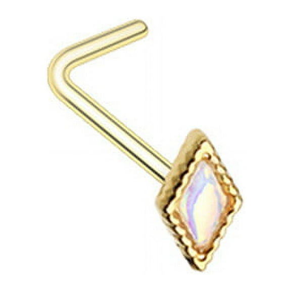 Golden Illuminating Diamond Shape L-Shape Nose Ring