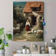 thumbnail image 4 of Cottage Girl with Chickens Canvas Wall Art, Rustic Farmhouse Pastoral Landscape Home Wall Decor, 4 of 8