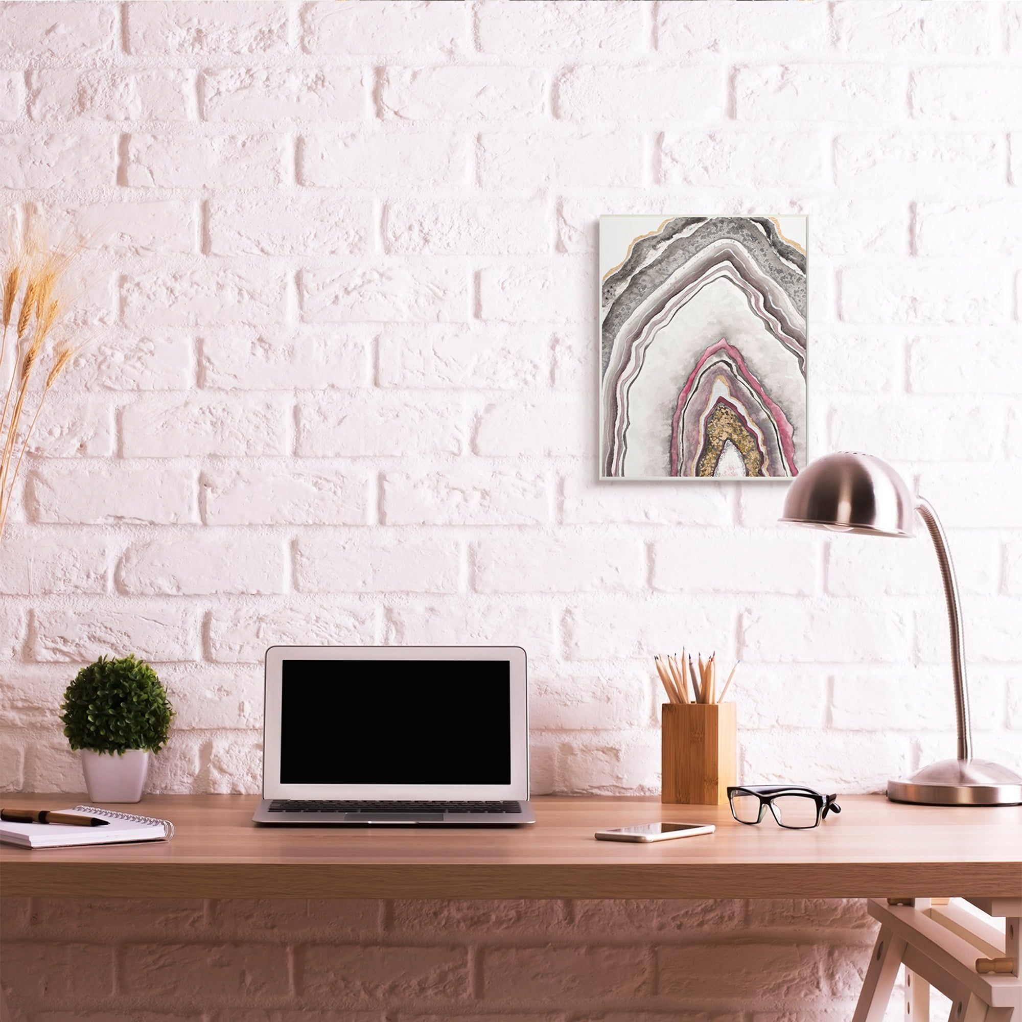 Stupell Industries Pink Neutral Geode Rock Arch Pattern Abstract Abstract Painting Unframed Art Print Wall Art, 13 x 19