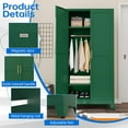 thumbnail image 3 of 71" Metal Armoire Wardrobe Closet, Bedroom Clothing Storage Cabinet with Hanging Rod, Freestanding Armoire Cabinet with Adjustable Shelves, Green, 3 of 7