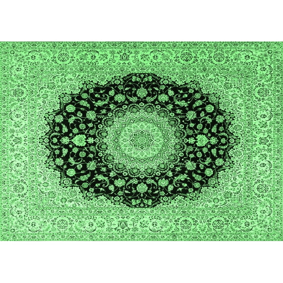 Ahgly Company Indoor Rectangle Medallion Emerald Green Traditional Area Rugs, 5' x 8'