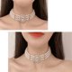 thumbnail image 4 of Gargantilla estilo corte retro con perlas y diamantes de imitación, elegante collar corto, collar ancho que cubre cicatrices, moda, 4 of 4
