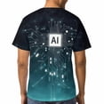 thumbnail image 5 of LAOLIUSN Men's AI Artificial Intelligence Graphic T-Shirt, Futuristic Techwear All Over Print Tee, 2XL, 5 of 7