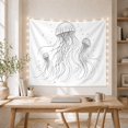 thumbnail image 5 of Jellyfish Sketches with Bubbles on White Background, Dreamy Minimalist for Ocean Lovers, Sea Life Wall Art, Housewarming Gift, Tapestry Wall Hanging for Bedroom and Dorm, 5 of 7