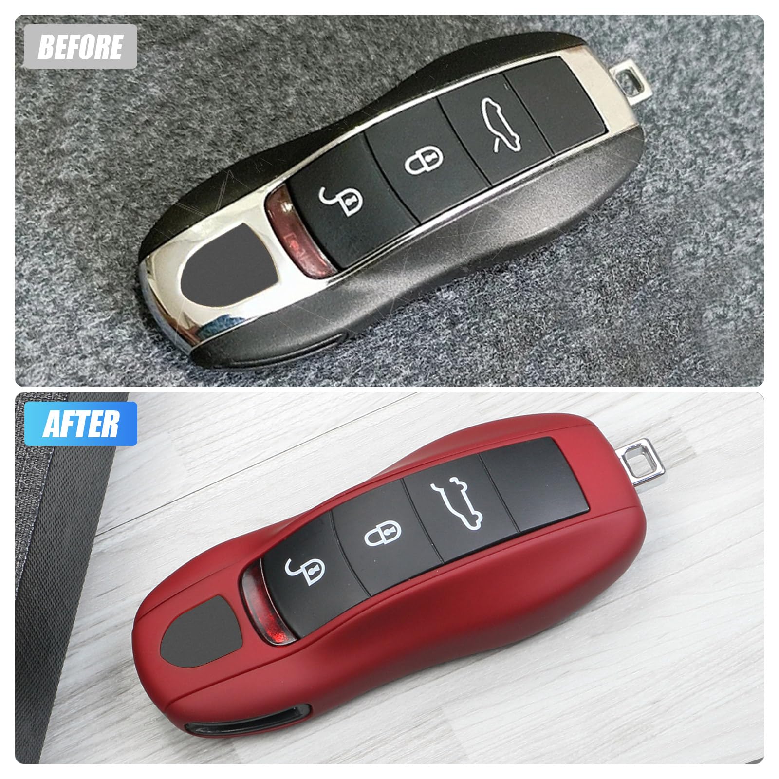 replacement key fob shell for porsche - durable protective cover compatible with cayenne, panamera, 911, 718, macan, boxster, cayman models - premium key shell case