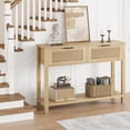 thumbnail image 5 of Farmhouse Entryway Table, 43 Inch Wood Console Table with 2 Drawers & 2 Tiers, Storage Sofa Table for Living Room, Foyer & Hallway - Burlywood, 5 of 8
