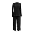 thumbnail image 6 of MSJUHEG Two Piece Outfits Summer Linen Pants Women Womens Two Piece Sets Summer Travel Outfits for Women Sweatsuit Lounge Set Womens Linen Sets for Women 2 Piece Matching Sets for Women Black L, 6 of 6