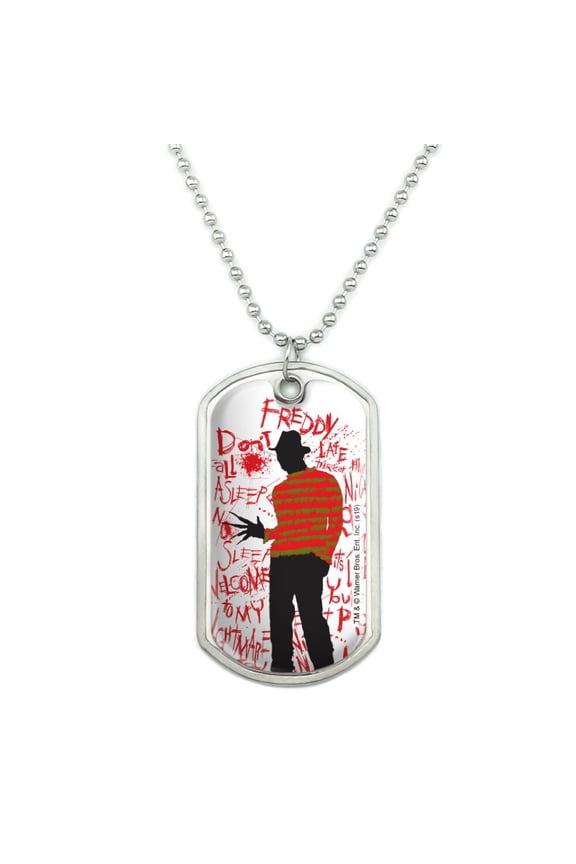 A Nightmare on Elm Street Freddy Military Dog Tag Pendant Necklace with Chain