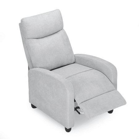 OSM High-Back Recliner Chair with Adjustable Footrest and Lumbar Support, Padded Single Sofa, Tool-Free Assembly for Living Room, Home Theater, Gaming Room, Gray
