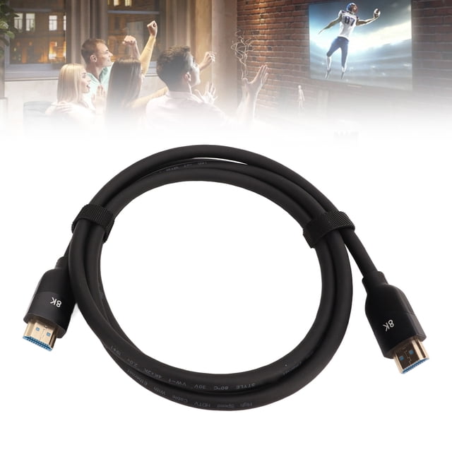 Video Cable, Black Display Cable HD Multimedia Interface 2.1 PVC Cord High Speed Support 4K 2160P 8K Durable Video HD Cable For TV Game PC Laptop