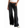 thumbnail image 2 of Women Y2k Low Rise Baggy Jeans Loose Fit Boyfriend Straight Wide Leg Jeans Trendy Stretch Long Denim Pants Dark Gray M, 2 of 7