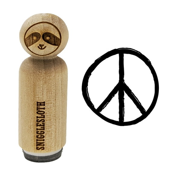 Peace Sign Sketch Rubber Stamp for Scrapbooking Crafting Stamping - Mini 1/2 Inch