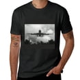 thumbnail image 2 of Wuche Black and white fighter jet art pieces, vintage aircraft, shirt design art display, T-shirt children's gift casual breathable men, women, boys and girls Black, 2 of 4