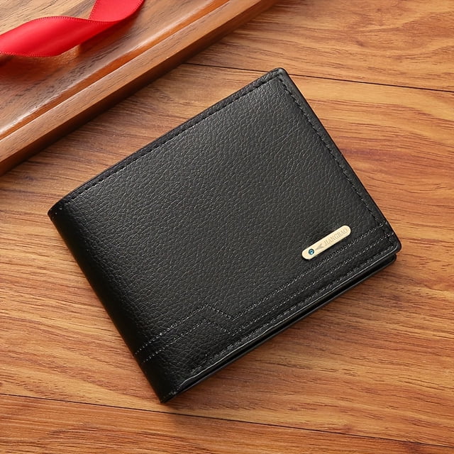 New Men's Wallet Male Short Money Clip Fashion Casual Lychee Pattern Soft Leather Clip Multi-card Large Capacity Small Wallet