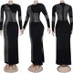 thumbnail image 5 of Vestido PORRCEY Hot Diamond Craft Sexy de manga larga negro 3XL, 5 of 6