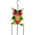 thumbnail image 6 of Northlight 10" Green Metal Owl Outdoor Garden Windchime, 6 of 6