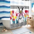 thumbnail image 5 of No Hook Shower Curtain, Spring Easter Shower Curtains for Bathroom with See Through Top Window, Colorful Flowers Tulips Bunny Lattice Waterproof & Washable Bath Curtain Extra Long 72"x96", 5 of 9