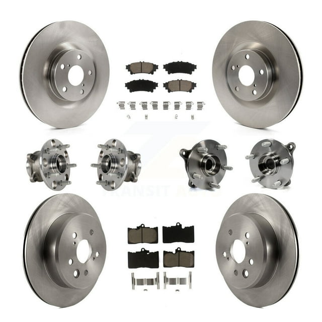 Transit Auto Front Rear Hub Bearings Assembly Disc Brake Rotors and Ceramic Pads Kit (10Pc) for Car Lexus IS300 IS350 GS350 RC350 RC300 - Left Right Side (Driver Passenger) KBB-123981