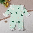 thumbnail image 6 of Nafuu Baby Girls Bodysuits Four-Leaf Clover Crew Neck St Patricks Day Applique Ruffle Sleeves Outfit For Toddler Photography Baby Onesies,Green,6-12 Months, 6 of 9