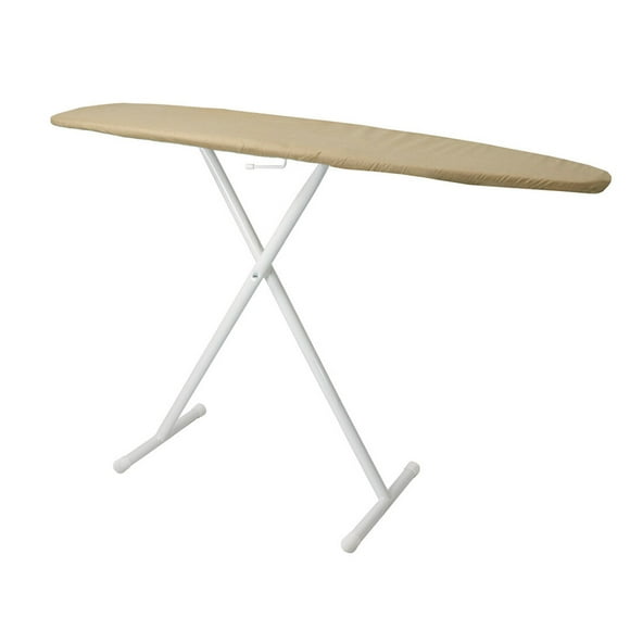 Hospitality 1 Source IBTACDSF11 Full Size Ironing Board w/ Light Khaki Cotton Cover - 53"L x 14"W x 36"H, White Steel Legs- Case of 4