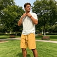 thumbnail image 5 of Resicozy Mens Athletic Shorts Quick Dry Elastic Waist Gym Workout Lightweight Stretch Shorts with Pockets Saffron M, 5 of 6