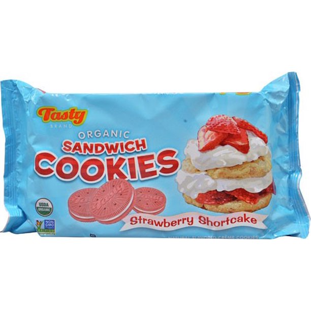 Tasty Brand Organic Sandwich Cookies Strawberry Shortcake 9.5 Ounce