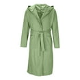 thumbnail image 4 of AUNVITO Women's Hooded Robe Long Sleeve with Pocket and Tie Belt Cozy Comfortable Bathrobe, 4 of 7