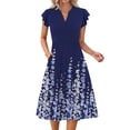 thumbnail image 3 of Fantaslook Summer Dresses for Women Ruffle Sleeve V Neck Midi Dresses Fashion Casual Flowy Vacation Sundress, 3 of 8
