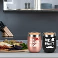 thumbnail image 6 of Mr. Right Mrs. Always Right Wine Tumbler Set, Wedding Engagement Gifts for Husband Wife Newlywed Couples Anniversary Bride Bridal Shower, 12 Oz Stainless Steel Wine Tumbler, Black and Rose Gold, 6 of 6