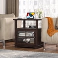 thumbnail image 2 of Plamle 24 Inch End Table with Charging Station, Nightstand with USB Ports & Outlets, Storage Side Table with Adjustable Shelf & Glass Door for Bedroom Living Room, Wood Finish, 2 of 5