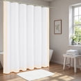 thumbnail image 2 of FRAMICS Beige Scalloped Fabric Shower Curtain Sets with Rug, 14 Piece Bathroom Sets with Hooks, Slub Textured Heavy-Duty & Waterproof, 72" x 72", 2 of 10