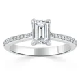 thumbnail image 2 of Aura Jewel 14K White Gold Plated Diamond Wedding Rings - 2 Ct Emerald Cut Diamond Rings - Latest Modern Silver Engagement Ring - Valentine Proposal Ring - Forever Diamond Rings, 2 of 3