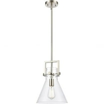 411-1S-SN-10CL Innovations Lighting Newton-One Light Mini Pendant-14 Inches Wide by 17 Inches High-Brushed Satin Nickel Finish