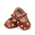 thumbnail image 3 of Niusricy Baby Girls Mary Jane Flats PU Leather Infant Dress Shoes Floral Embroidery Princess Shoes, 3 of 6