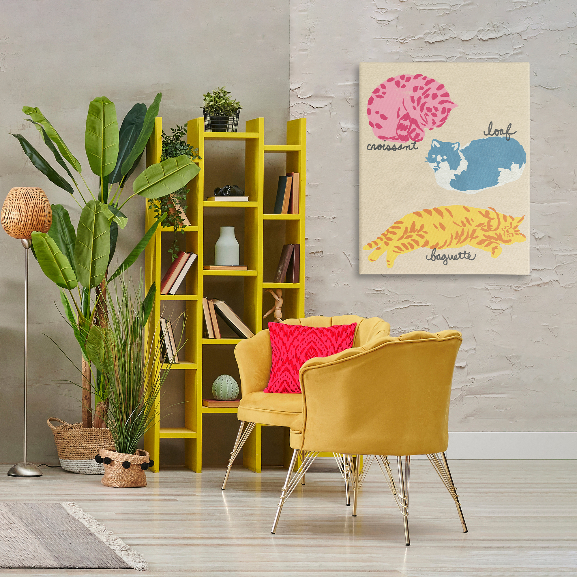 Stupell Industries Funny Relaxing Cat Shapes Animals Painting Wrapped Canvas Canvas Art Print Wall Art, 30 x 40