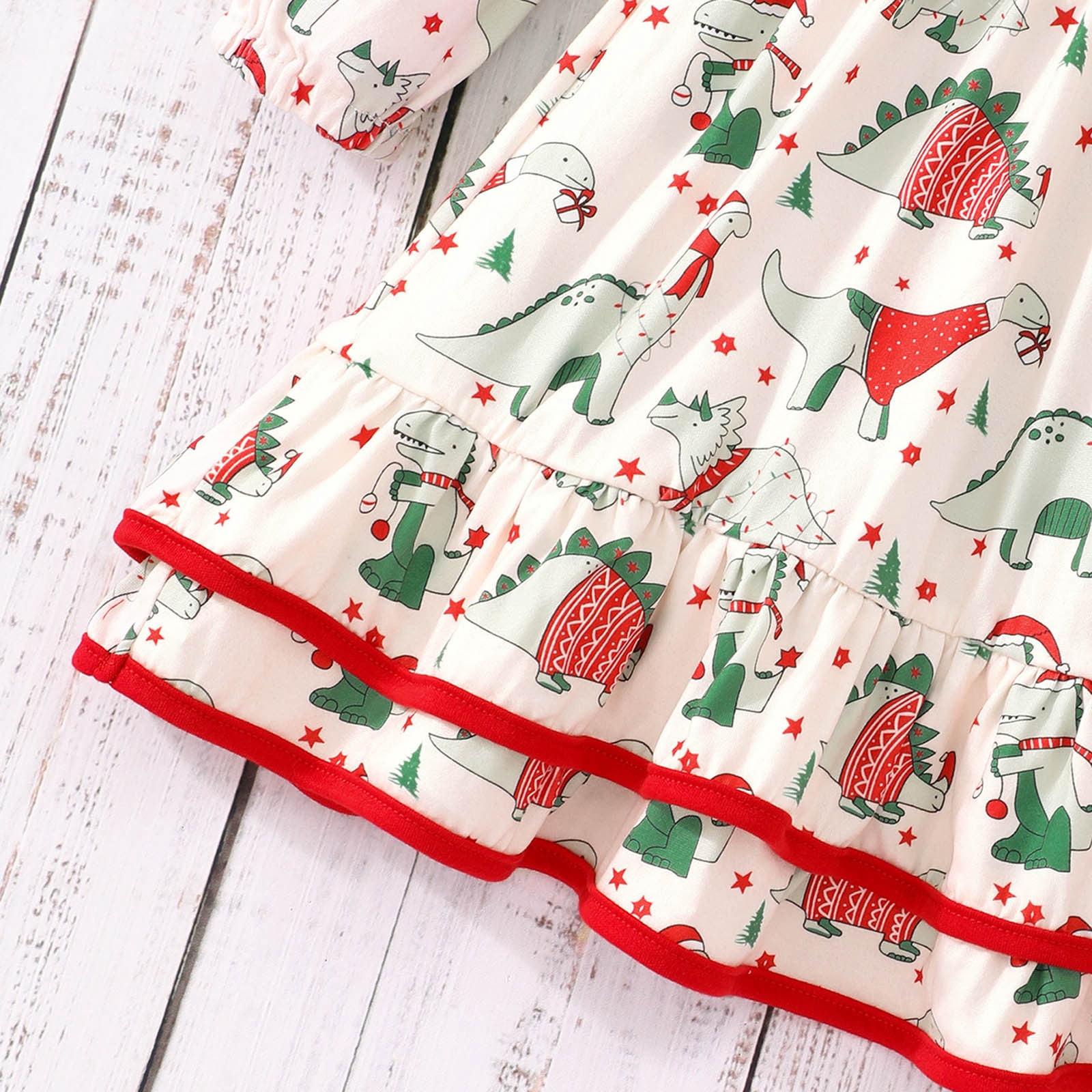 Robe De Noël Pour Fille - Manches Longues, Imprimé Festif, Tissu Coton Doux, Tailles 2-10 Ans, Idéale Célébrations - 7
