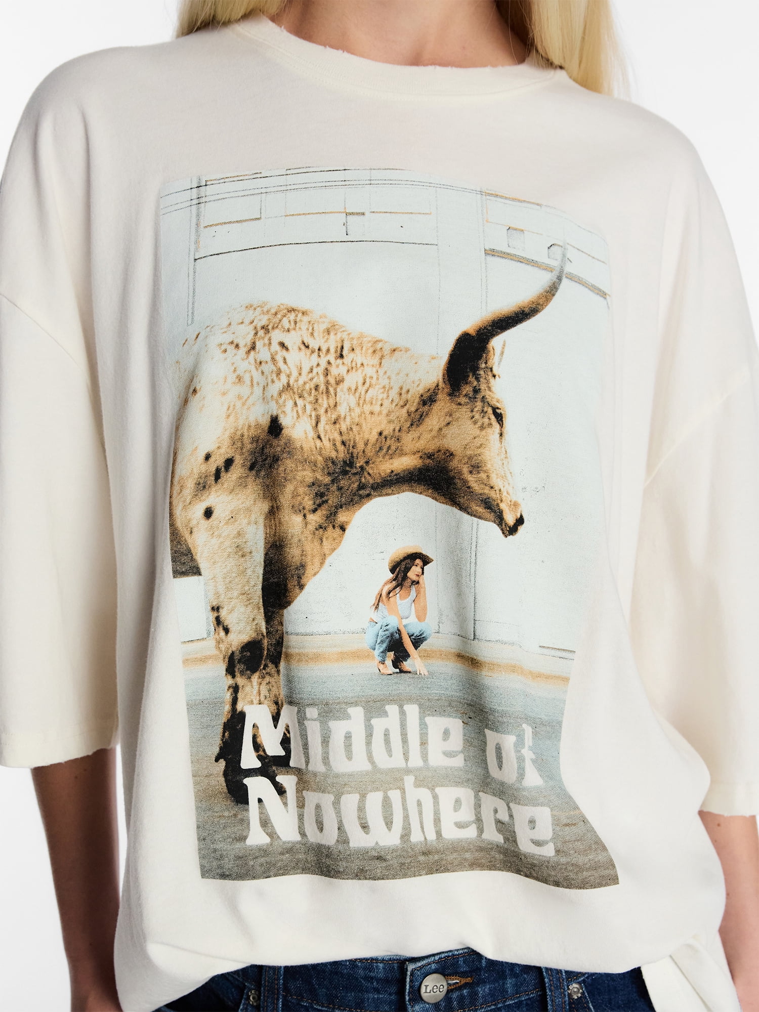 Kacey Lee Women's Middle of Nowhere Graphic Tee with Short Sleeves, Sizes XS-XXL