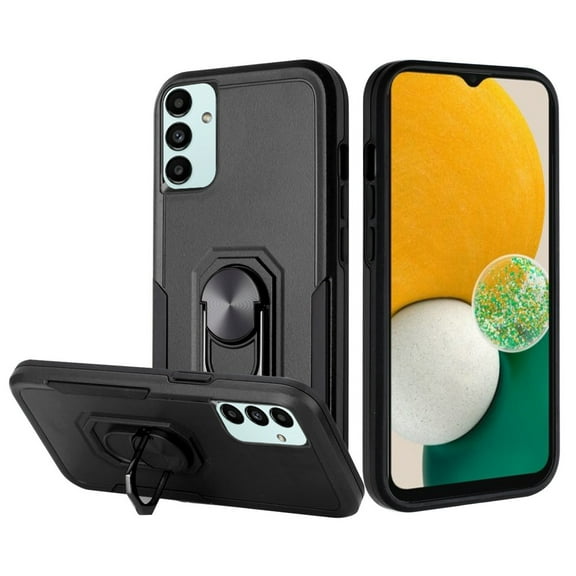 For Samsung Galaxy A04s /A04E Hybrid Rugged Hard Drop-Proof 3 Layer Protection Military Grade with Metal Ring Stand Cover ,Xpm Phone Case [ Black ]