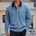 thumbnail image 2 of Mens Polo Shirts Corduroy Button Down Pocket Long Sleeve Casual With Contrast Design Business Casual Men'S Clothing, 2 of 4